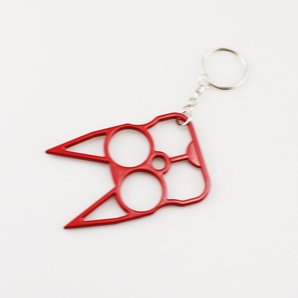 Red Metal Self-Defense Keychain | Compact Key & Card Holder